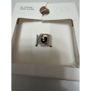 Zara Chunky Cocktail Ring Brown Sterling Silver Plated 925 Whimsigoth Witchy 9.5